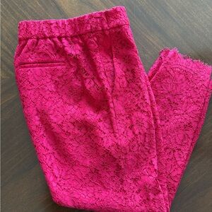 J. Crew Women's Red Lace Cropped Pants